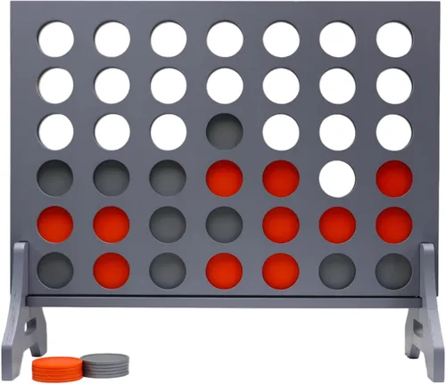 Miniatura 24 de Juego gigante 4 en una fila para familia y adultos – Tailgating Pros Jumbo de madera gris cuatro en una fila juego de patio para interiores