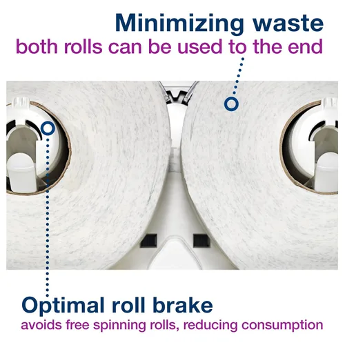 Miniatura 7 de Tork Twin Mini Jumbo - Dispensador de rollos de papel higiénico, color blanco, T2 + recarga, rollo de papel higiénico mini jumbo (12 x 1075 hojas)