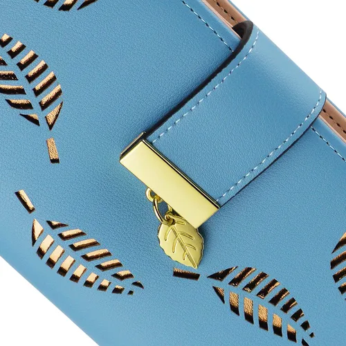 Miniatura 6 de PGXT Women's Long Leather Card Holder Purse Zipper Buckle Elegant Clutch Wallet 1