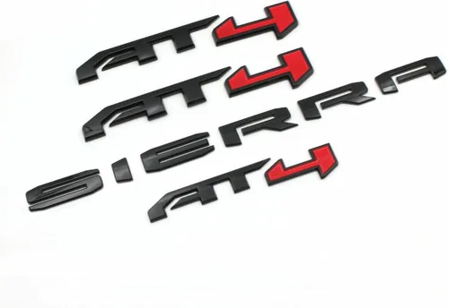 Miniatura 4 de Emblemas de insignia AT4 de 3 piezas en color negro para GMC Yukon, Sierra y Canyon 2021-2023, apto para puertas y portón trasero, compatible
