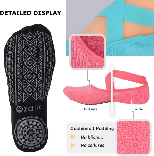 Miniatura 72 de Ozaiic - Calcetines de yoga para mujer con correas y agarres antideslizantes, ideales para pilates, Pure Barre, ballet, danza y entrenamiento