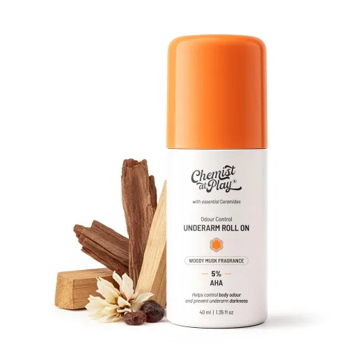 Miniatura 10 de Chemist at Play Desodorante Roll-On para Axilas con 5% AHA Ácido Láctico y Mandélico Previene el Olor, Ilumina la Piel y Exfolia las Axilas