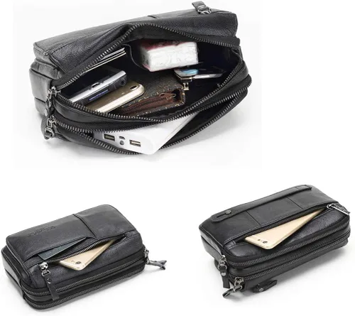 Miniatura 6 de Bolso de embrague para hombre Bolsos de cuero genuino carteras organizador de negocios titular del teléfono