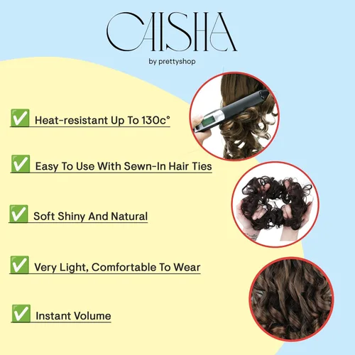 Miniatura 6 de CAISHA Prettyshop - Banda elástica XXL tipo postizo de cabello voluminoso ondulado, ideal para peinados recogidos de novias o rodetes desaliñados