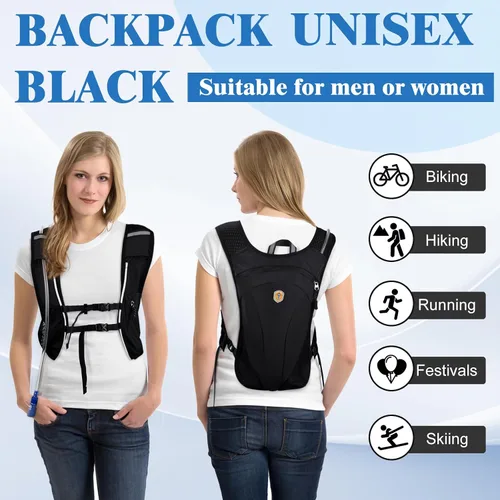 Miniatura 7 de Mochila de Hidratación con Bolsa de Agua de 2 L, Chaleco Ligero y Transpirable para Correr para Hombre, Paquete de Agua Ajustable con Correas