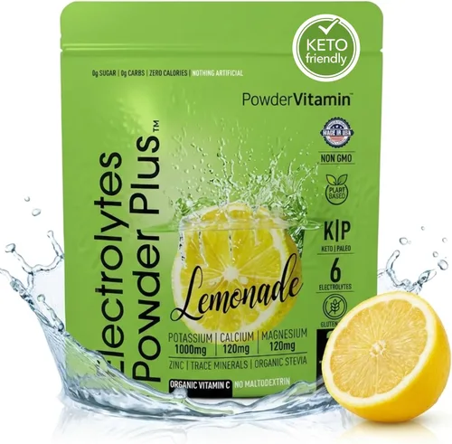Miniatura 29 de Polvo de Electrolitos Plus (50 porciones), 0 calorías Keto, 0 azúcar, sin maltodextrina, 1000 mg de potasio, 120 mg de calcio, 120 mg de magnesio