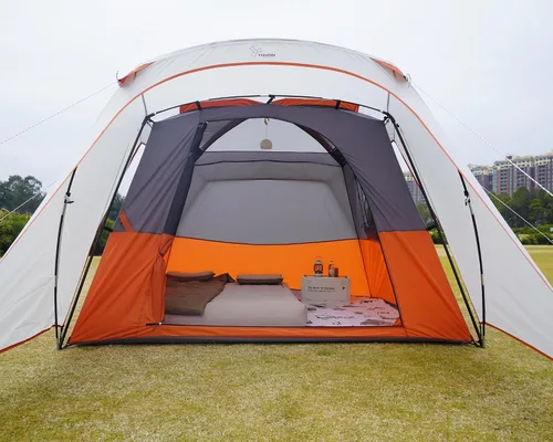 Miniatura 4 de Vidalido Tienda de campaña para 3-4 personas con 1 puerta de malla y 2 grandes ventanas de malla, tienda de campaña portátil de doble capa Naranja