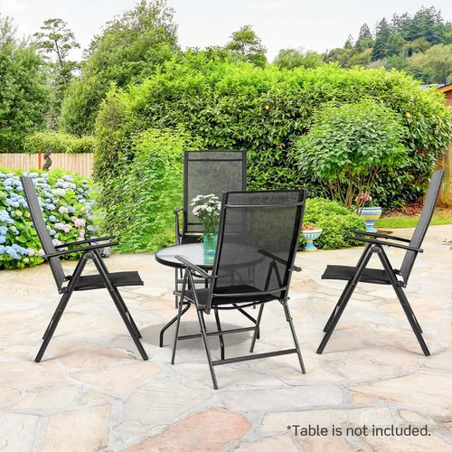 Miniatura 4 de Tangkula Juego de 2 sillas de comedor plegables para patio, sillas de camping portátiles al aire libre con reposabrazos respaldo alto, sillas