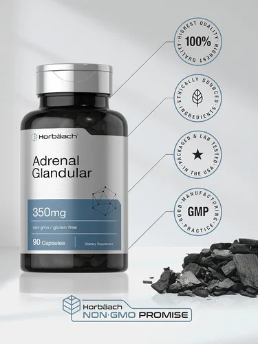 Miniatura 5 de Horbäach Glandular suprarrenal crudo 350 mg 90 cápsulas Suplemento sin OMG, sin gluten