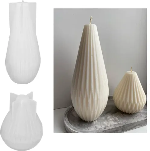 Miniatura 11 de Molde de vela de silicona con columna curvada geométrica cónica 3D, molde en forma de cono en espiral 3D de 4.8 pulgadas para hacer velas, aroma