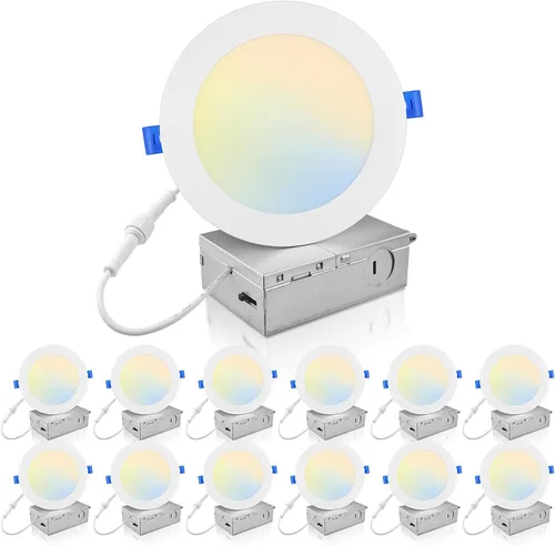 Miniatura 11 de ECOELER Iluminación LED empotrable de 6 pulgadas con caja de conexiones, 12 W, 1100 lm, 3000 K, luz de techo LED regulable, luces sin lata de alto