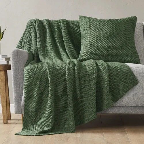 Miniatura 22 de Ink+Ivy Bree - Funda de almohada de punto de textura suave, funda decorativa europea, diseño de estilo de vida de cabaña para sofá, cama, sala