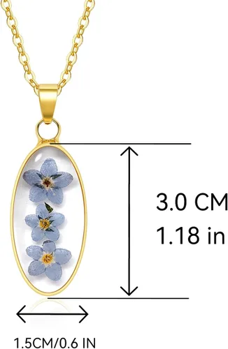 Miniatura 6 de Collar Forget Me Not – Collares de flores prensadas hechas a mano – Flores Forget-Me-Not que simbolizan el verdadero amor y respeto – Gran regalo