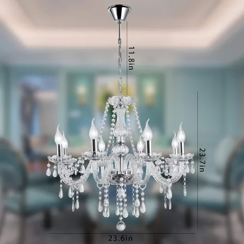 Miniatura 2 de Candelabros de cristal con 8 luces modernas, lámpara colgante de techo para comedor, sala de estar, dormitorio, pasillo, entrada, decoración