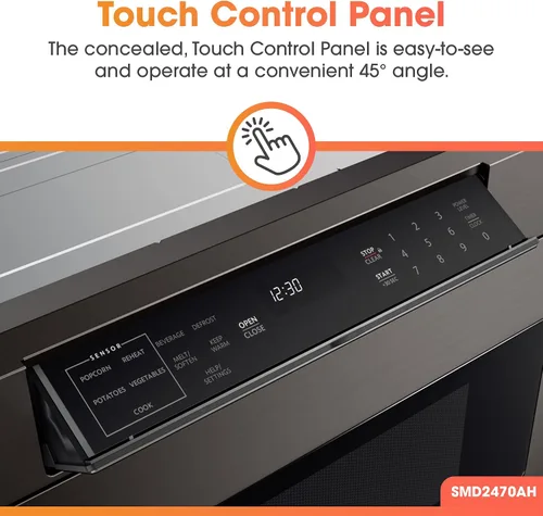 Miniatura 4 de SHARP SMD2470AH Horno de microondas con cajón, 24 pulgadas, 1.2 pies cúbicos, 950 vatios, panel de control oculto con pantalla LCD digital, acero