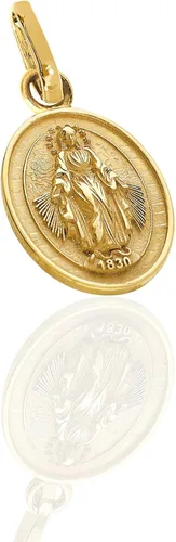 forme di Lucchetta - pequeño dije colgante de medalla milagrosa de oro de 14 K - Fina joyería católica italiana - Dije para collar de la Bendita