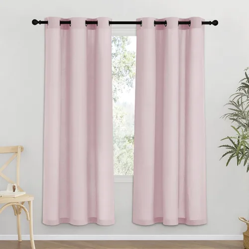 Miniatura 149 de NICETOWN Cortinas de lino natural con textura de lino para dormitorio, mezcla de lino rústica con ojales en la parte superior, semitransparentes
