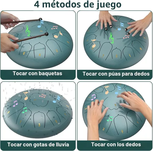 Miniatura 4 de D Major - Tambor de lengua de acero, tambor de lluvia de 12 pulgadas y 13 notas para jardín exterior, campanilla de lluvia de meditación, Musgo azul