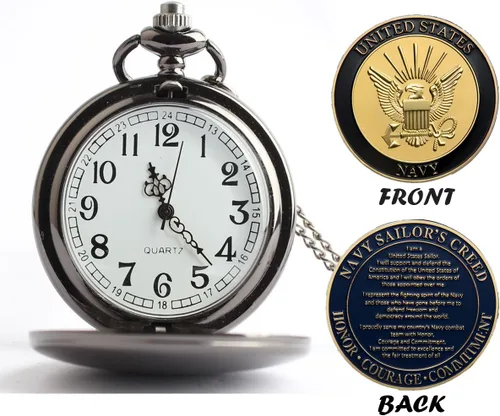 Miniatura 2 de Regalos para veteranos, reloj de bolsillo para veteranos con ChanllengCoin militar, los mejores regalos del día de los veteranos