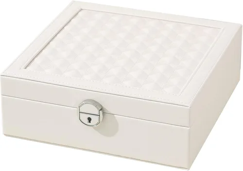 AOSIFIEL Joyero con cerradura para organizador de joyas de viaje con espejo para mujeres, adolescentes y niños, estuche de joyería para estudiantes,