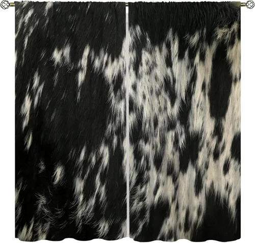 Miniatura 11 de YCness Cortinas con estampado de vaca, cortinas de piel de vaca, piel de animal marrón, estampado de vaca occidental, granja rústica, tratamientos