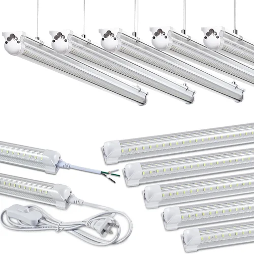 Miniatura 14 de Skymoatled Paquete de 8 luces LED de garaje de 8 pies, luz blanca de 100 W, 6000 K, 15000 lm, súper brillante, montaje en superficie, luces LED T8