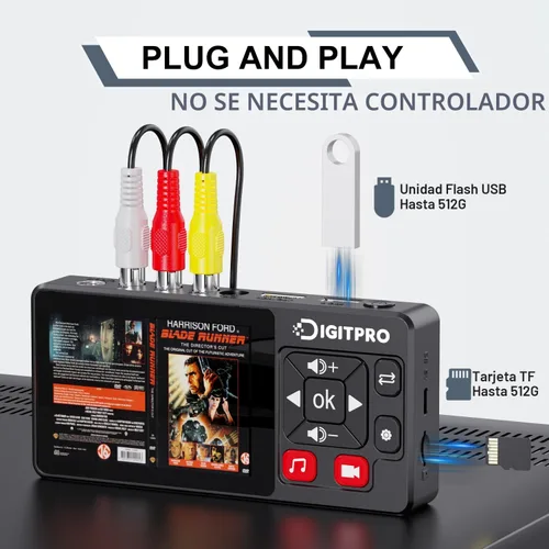 Miniatura 4 de Convertidor VHS a Digital 2.0, video HD a grabadora de convertidor digital con control remoto, convertir grabación de audio de video analógico