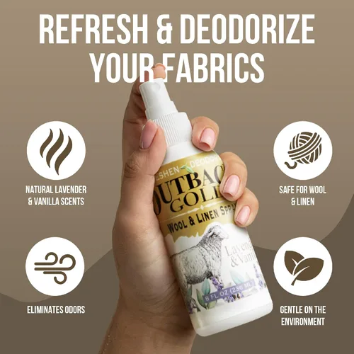 Miniatura 2 de Outback Gold - Spray de lino y ambientador de tela, spray natural para lana y lino, aroma de lavanda y vainilla, aceites esenciales, desodorante