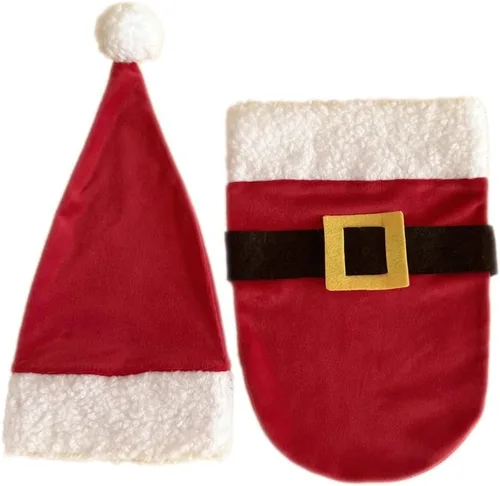 Miniatura 8 de Ropa de Navidad para recién nacido, accesorios para sesión de fotos, ropa de ganchillo, pantalones de sombrero rojo de Papá Noel, accesorios