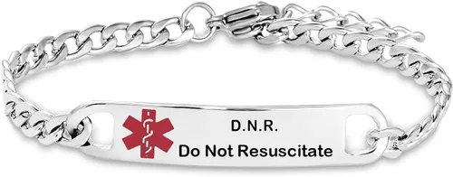 TGLS Pulsera de alerta médica roja para mujeres y hombres, pulsera de emergencia de primeros auxilios de salud grabada ajustable de acero inoxidable