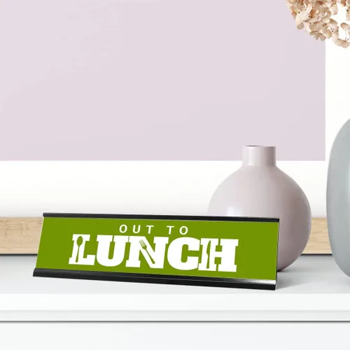 Miniatura 3 de Letrero de escritorio verde Out to Lunch (2 x 8)