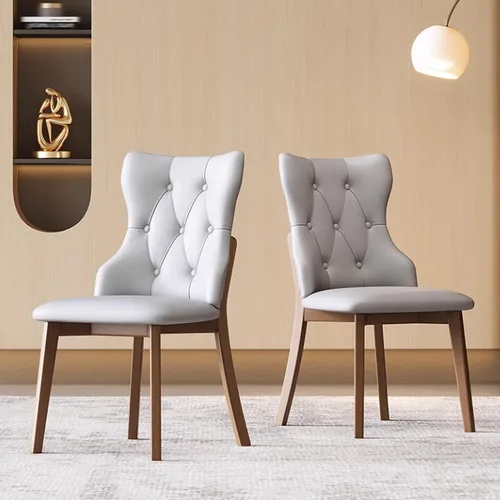 Miniatura 30 de Juego de sillas de comedor, sillas rústicas de cocina, silla de comedor tapizada con cojín grueso, silla de sala de estar con marco de madera beige