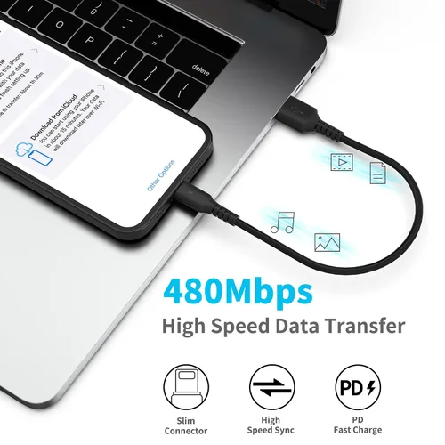 Miniatura 7 de Cable de carga para iPhone de 1 pie, paquete de 5 cables cortos USB A a Lightning de 12 pulgadas, cable de carga Apple certificado MFi de carga