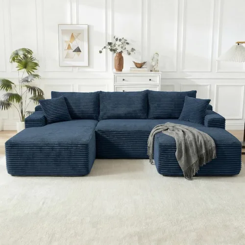 Miniatura 9 de Sofá modular Cloud de 108 pulgadas, moderno sofá deshuesado con otomana móvil, sofá modular de asiento profundo, sofás esquineros de pana para sala
