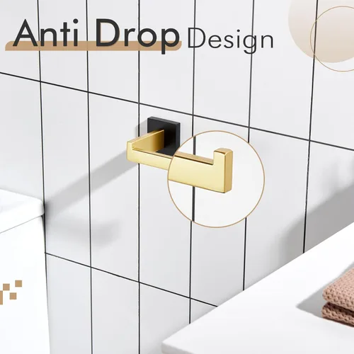 Miniatura 4 de KOKOSIRI Portarrollos de papel higiénico montado en la pared para baños, herrajes para baño, acero inoxidable T-304, negro mate y dorado B2003GDK