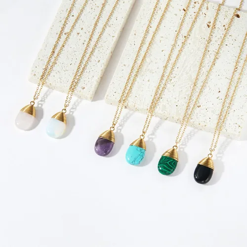 Miniatura 4 de PALBOA Collar con colgante de cristal de lágrima para mujer, delicado oro de 14 quilates, regalo para adolescentes y niñas, piedra curativa