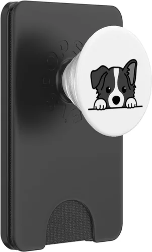 Miniatura 7 de Lindo Happy Baby Border Collie, cachorro de perro en blanco y negro PopSockets intercambiables PopGrip