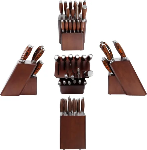 Miniatura 2 de MSY BIGSUNNY Juego de cuchillos de 17 piezas con bloque de madera, juego de cubiertos de acero alemán perfecto regalo