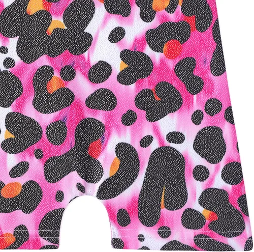 Miniatura 170 de HOZIY - Leotardos de gimnasia con pantalones cortos brillantes para niñas pequeñas; estampados de unicornio, aurora, arco iris, sirena, dinosaurio