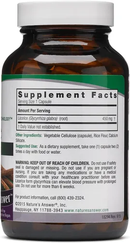 Miniatura 2 de Nature's Answer Suplemento en polvo de raíz de regaliz cápsulas vegetarianas, 90 unidades Apoyo respiratorio Ayuda digestiva natural Promueve