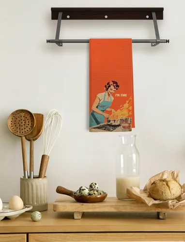 Miniatura 3 de Toallas de Cocina Divertidas "I'm Fine", Toallas Decorativas de Cocina y Té Estilo Ama de Casa Retro de los 50s, Toallas de Mano de Humor Sarcástico