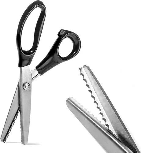 Miniatura 7 de Tijeras de coser de acero inoxidable, cuchillas dentadas y festoneadas, 11 tamaños de 0.08 a 0.70 pulgadas, herramienta de corte profesional