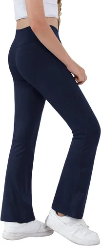 Miniatura 3 de Pantalones de yoga para niñas, cintura cruzada, pierna ancha, pantalones acampanados de entrenamiento de cintura alta