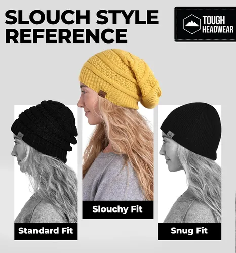 Miniatura 30 de Slouchy Cable tejido Gorro de lana por Tough Headwear – Gorro de lana de gran tamaño Sombreros Gorros Graves Sombreros Para Hombres y Mujeres