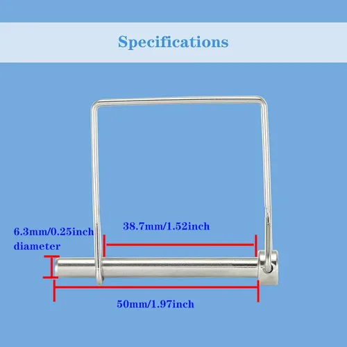 Miniatura 2 de Pasadores de enganche de remolque de alta resistencia, acero inoxidable 316, pasadores de acoplador de seguridad de 1/4 pulgada, 1.97 pulgadas