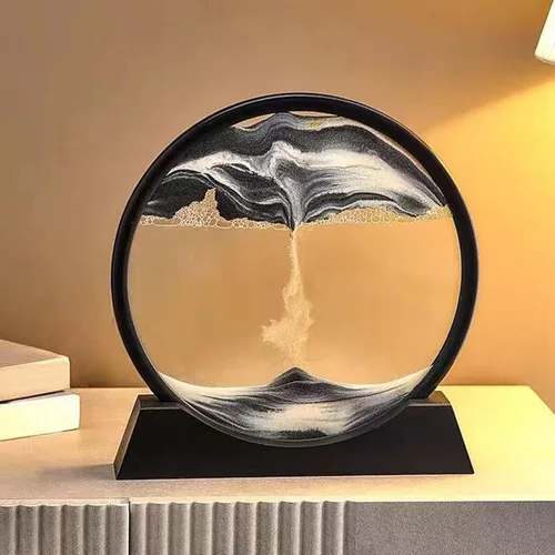 Miniatura 9 de Decoración de imagen artística de arena en movimiento, adornos redondos 3D dinámicos de paisaje de arena, panel de arena que fluye, temporizador