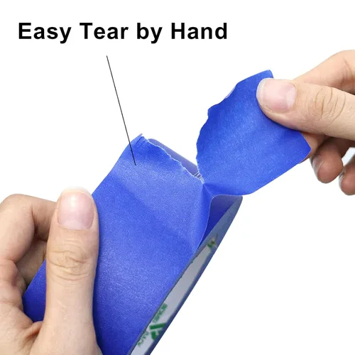 Miniatura 6 de BOMEI PACK Paquete de 4 cintas azules para pintores, 2 x 30 yardas, cinta adhesiva de pintura de primera calidad, cinta de papel de liberación