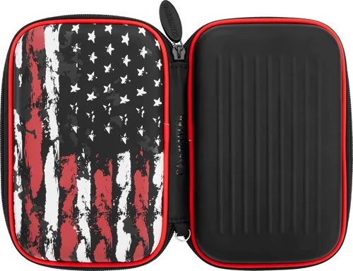 Casemaster Sentinel - Estuche para dardos con 6 puntas de acero o punta suave, totalmente montado, funda rígida de EVA con espuma, resistente al