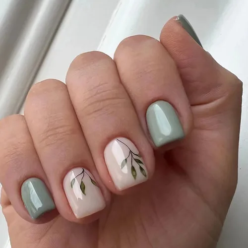 Miniatura 13 de Uñas postizas a presión de longitud corta, 24 piezas de cobertura completa, reutilizables, brillantes, uñas postizas con pegamento, uñas postizas