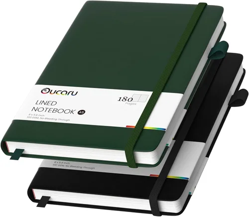 Miniatura 9 de Oucaru Cuaderno rayado, paquete de 4, 180 páginas, diarios A5 para escribir, papel grueso de 100 GSM, cuadernos pequeños diarios para mujeres y 4